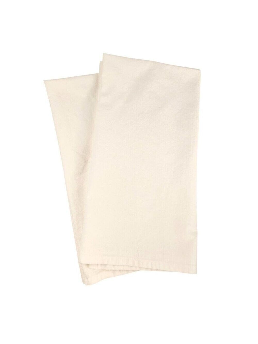 White Cotton Dish Towel Set of 2 Large 26x26 Inch Hanging Loop
